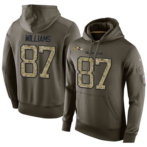 NFL Nike Baltimore Ravens #87 Maxx Williams Green Salute To Service Men's Pullover Hoodie